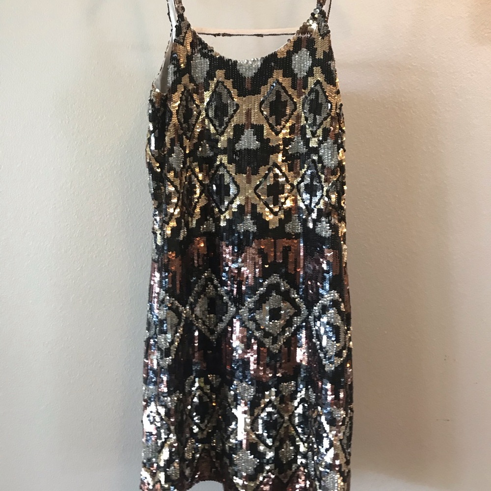 Parker Sequin Tribal Southwestern Motif Dress XS